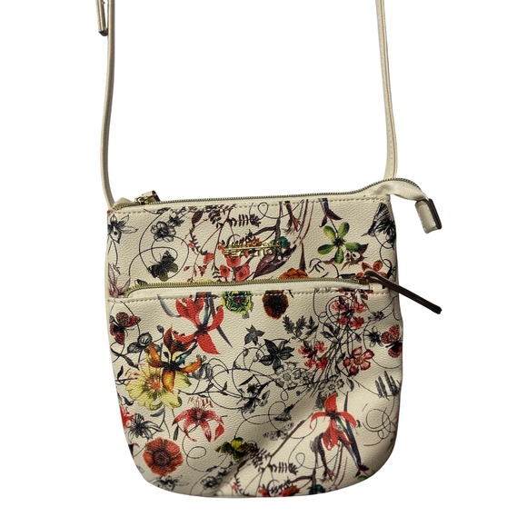 Kenneth Cole Reaction Handbags - Kenneth Cole Reaction Floral Print Crossbody Bag‎ Cream Multi Color Small